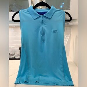 Peter Millar Aqua Blue Quarter Zip Golf Polo